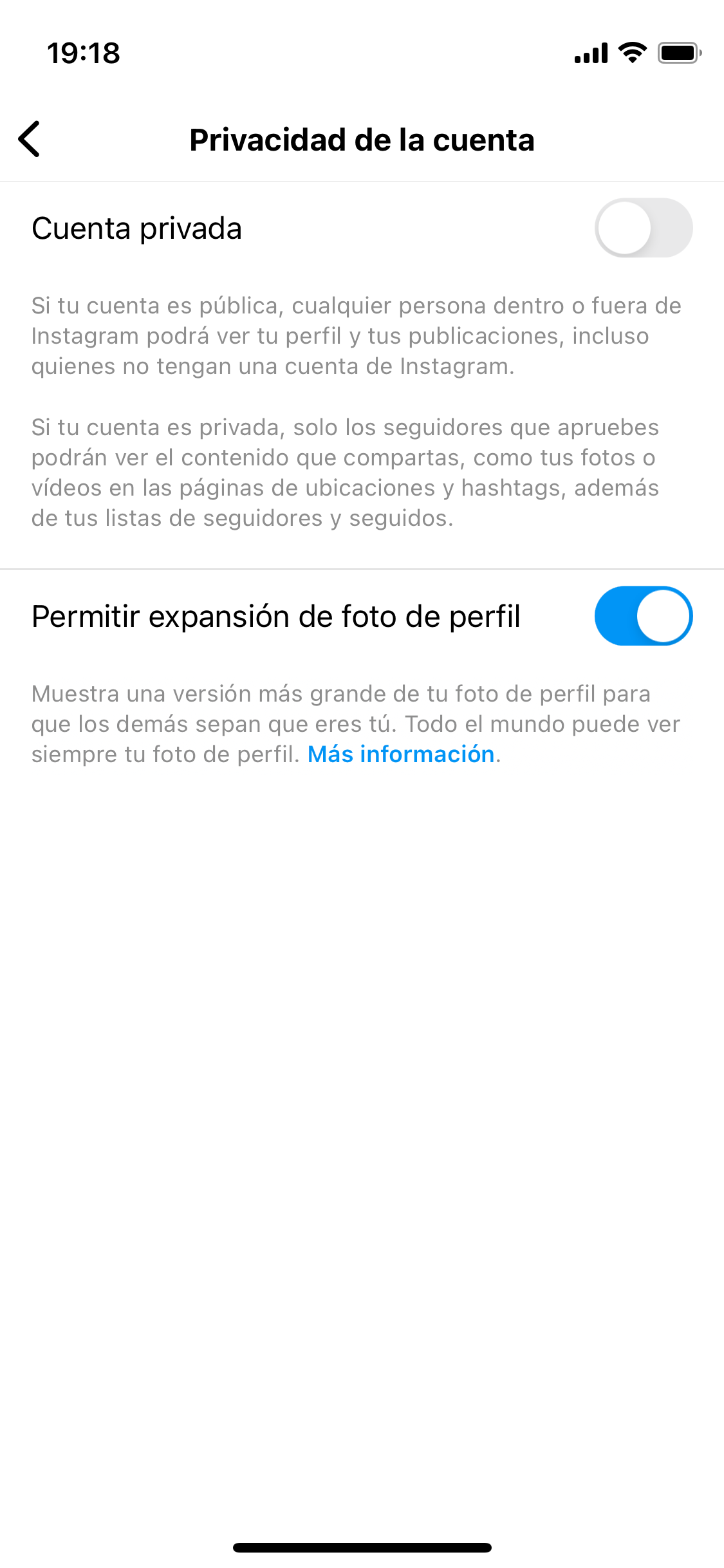 Configuración de Privacidad Predeterminada