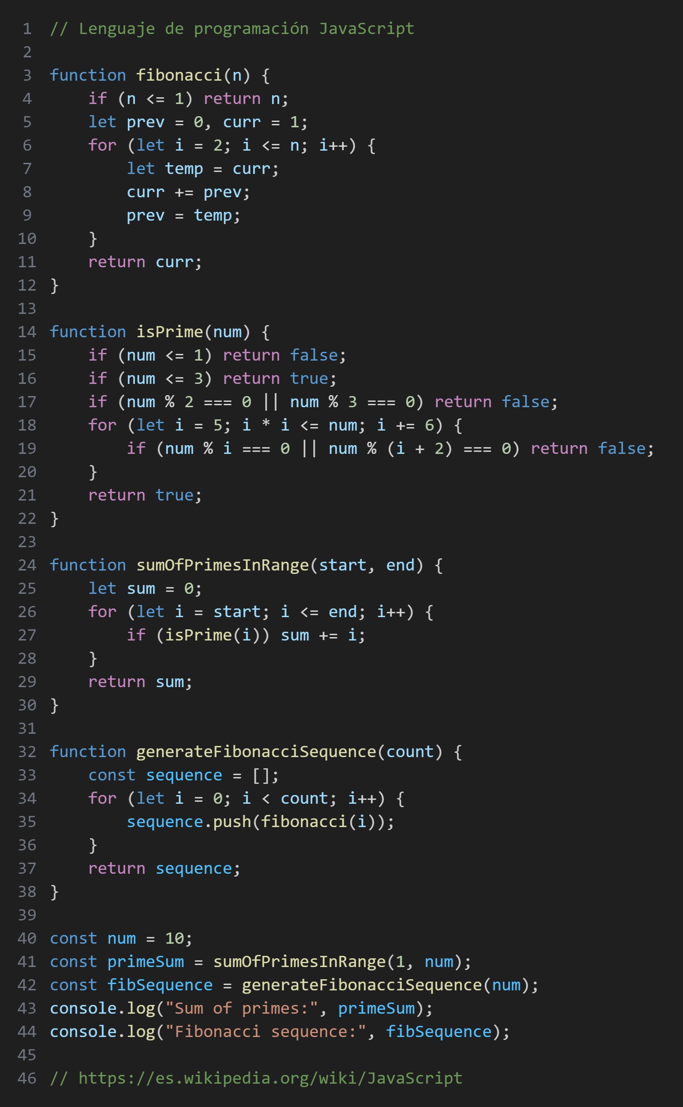 Ejemplo de Código Javascript
