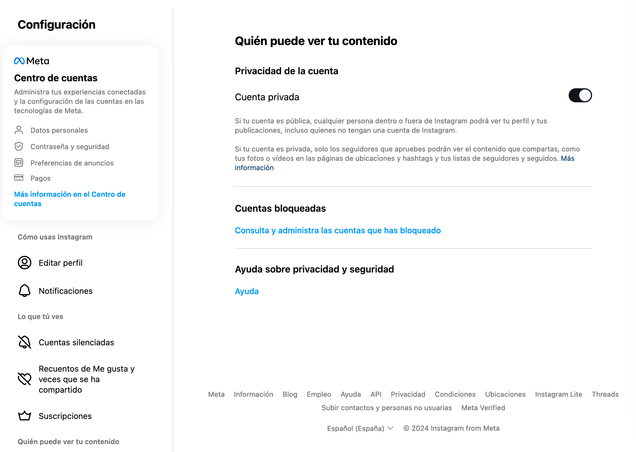 Privacidad en Instagram