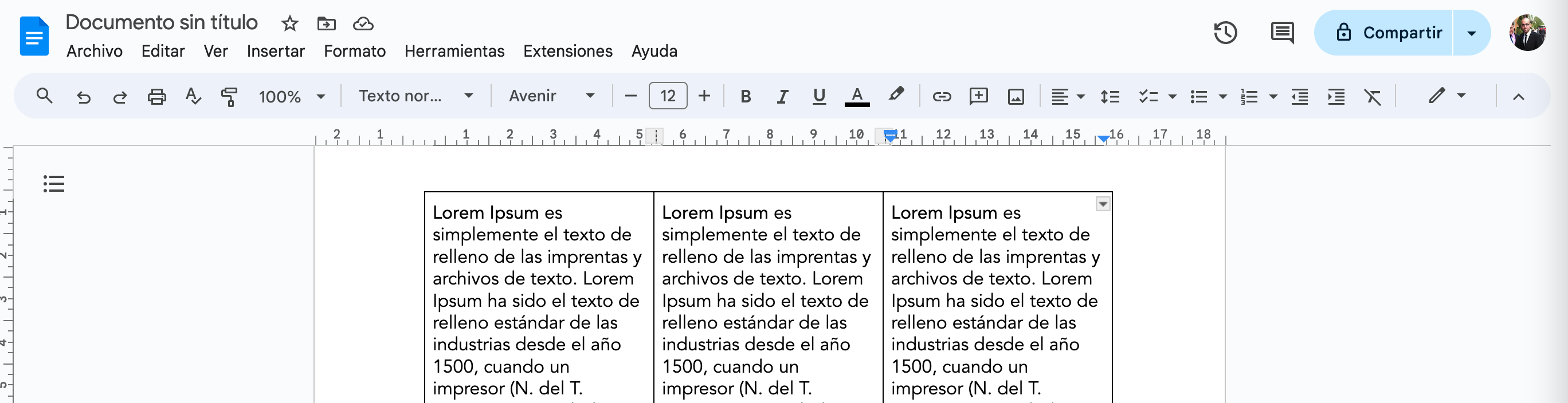 Columnas simuladas con tablas