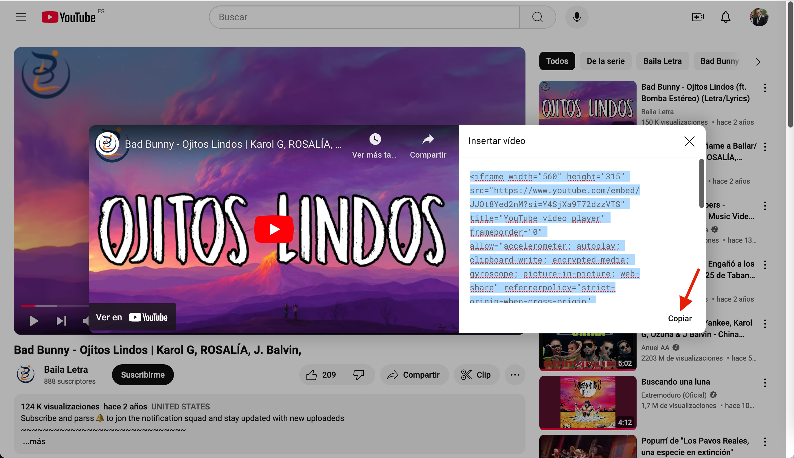 Insertar de YouTube