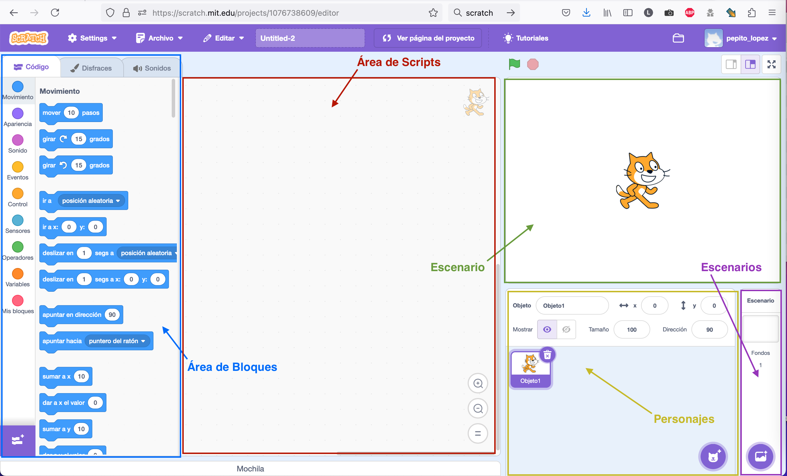 Elementos en Scratch