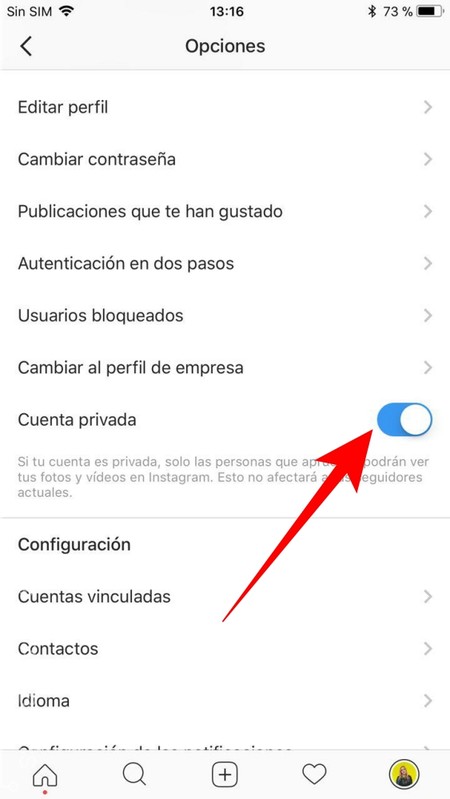 Privacidad de la cuenta