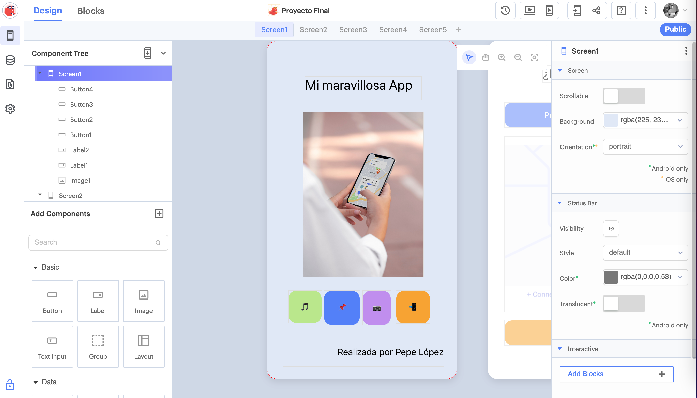 Captura de Thunkable