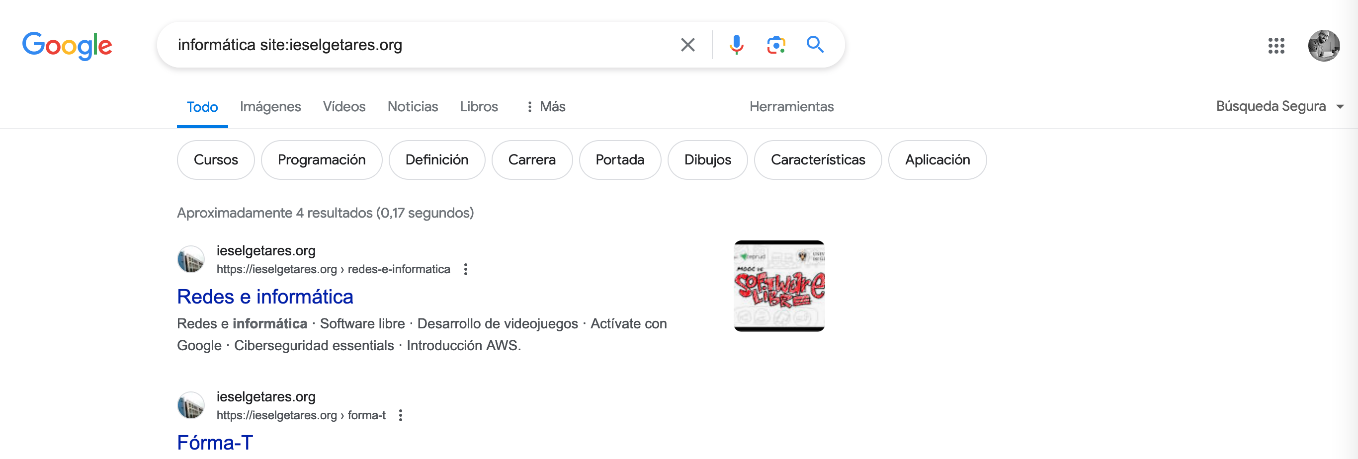 Búsqueda en el sitio web del instituto