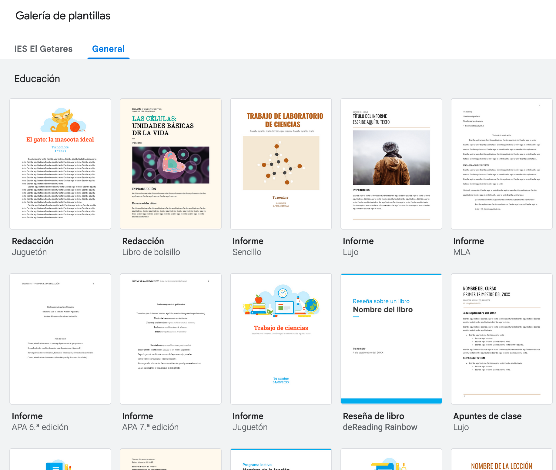 Galería de plantillas